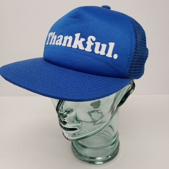 Mens Blue Thankful Snapback Cap Hat - Picture 1 of 5